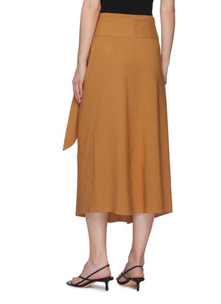 Back View - Click To Enlarge - VINCE - Front tie linen midi skirt