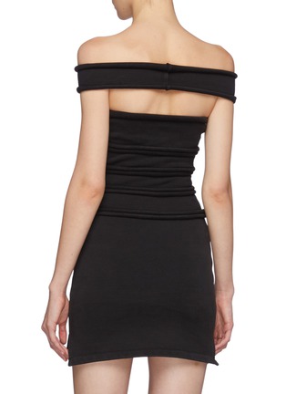 Back View - Click To Enlarge - ALEXANDER WANG - Fitted Power Stretch Cotton Off Shoulder Mini Dress