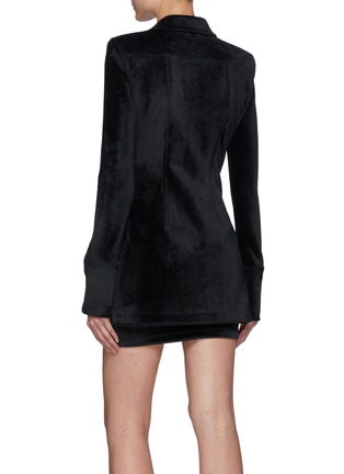 Back View - Click To Enlarge - ALEXANDER WANG - Velour Peak Lapel Cuff Sleeved Single Breasted Blazer