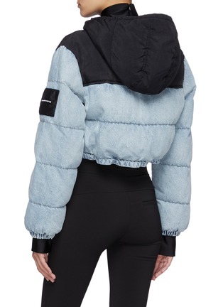 Back View - Click To Enlarge - ALEXANDER WANG - Cropped Bleach Denim Puffer Jacket