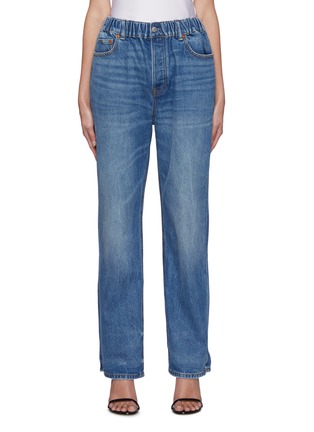 Main View - Click To Enlarge - ALEXANDER WANG - Elastic Waist Washed Straight Legged Jeans