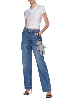 Figure View - Click To Enlarge - ALEXANDER WANG - Elastic Waist Washed Straight Legged Jeans