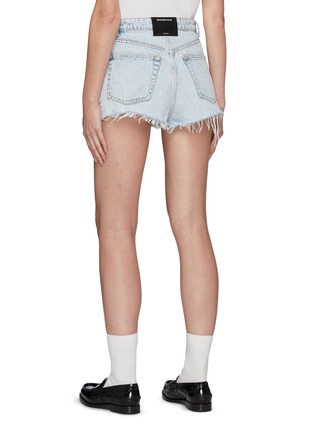 Back View - Click To Enlarge - ALEXANDER WANG - Distressed Hem Bleached High Rise Denim Shorts