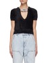Main View - Click To Enlarge - ALEXANDER WANG - CRYSTAL KNOT V NECK FAUX FUR PULLOVER