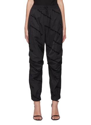 Main View - Click To Enlarge - ALEXANDER WANG - UNISEX ALL-OVER FLOCKED LOGO TAFFETA TRACK PANTS