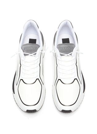 Detail View - Click To Enlarge - ERMENEGILDO ZEGNA - 'Piuma' Contrast Heel Counter Lace Up Sneakers