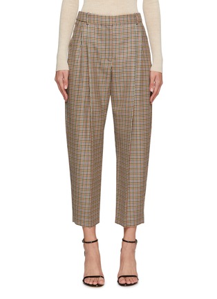 Main View - Click To Enlarge - STELLA MCCARTNEY - Cavalry' Checkered Pleated Wool Cropped Carrot Pants