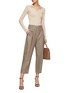 Figure View - Click To Enlarge - STELLA MCCARTNEY - Cavalry' Checkered Pleated Wool Cropped Carrot Pants
