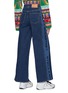 Back View - Click To Enlarge - STELLA MCCARTNEY - Wide Leg Logo Side Stripe Jeans