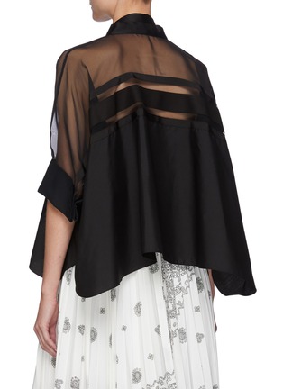 Back View - Click To Enlarge - SACAI - Scarf Detail Contrast Sheer Panel Blouse