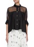 Main View - Click To Enlarge - SACAI - Scarf Detail Contrast Sheer Panel Blouse