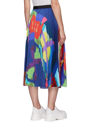 Back View - Click To Enlarge - SACAI - x KAWS Belted Print Pleated Satin Midi Skirt