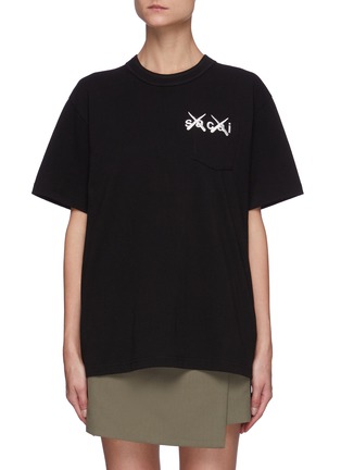 Main View - Click To Enlarge - SACAI - x KAWS Embroidered Logo T-Shirt