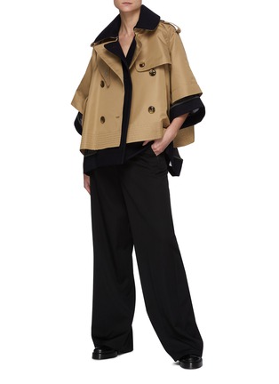 Figure View - Click To Enlarge - SACAI - Half Sleeved Wool Melton Trench Jacket