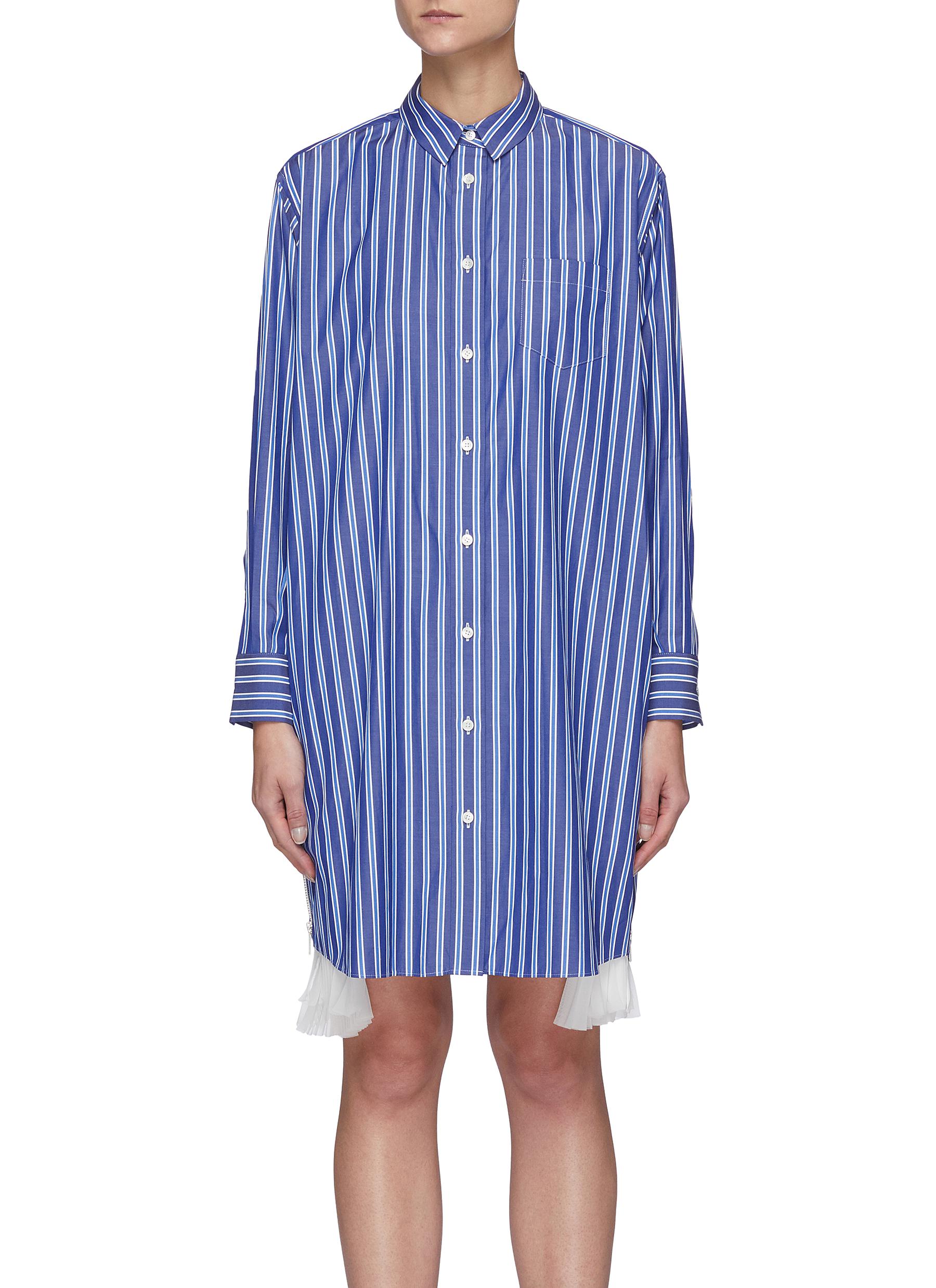完売 sacai Cotton ストライプ Dress Poplin ワンピース
