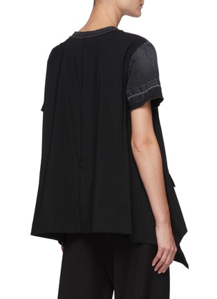 Back View - Click To Enlarge - SACAI - Wash Denim Suiting Panel Hybrid Top