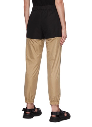 Back View - Click To Enlarge - SACAI - Belted Contrasting Cotton Twill Panelled Nylon Jogger Pants