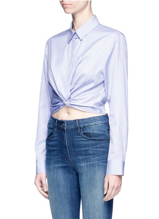 Front View - Click To Enlarge - T BY ALEXANDER WANG - Twist front cropped short sleeve shirt