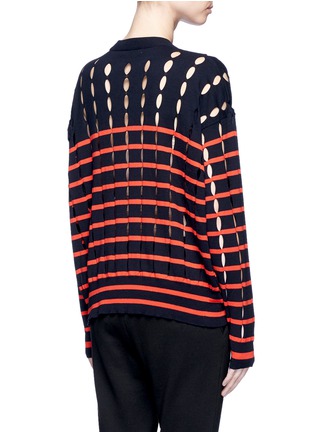 Back View - Click To Enlarge - T BY ALEXANDER WANG - Slit stripe cotton sweater