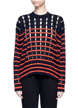 Main View - Click To Enlarge - T BY ALEXANDER WANG - Slit stripe cotton sweater