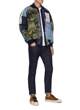 Figure View - Click To Enlarge - DENHAM - x Lane Crawford Selvedge Jeans Camouflage Patchwork Cotton Bomber Jacket