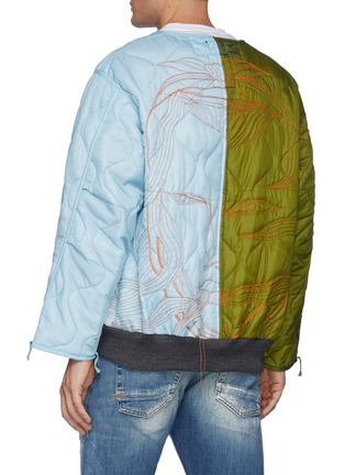 Back View - Click To Enlarge - DENHAM - x Lane Crawford Face Embroidered Bicoloured Quilted Nylon Zip Up Jacket