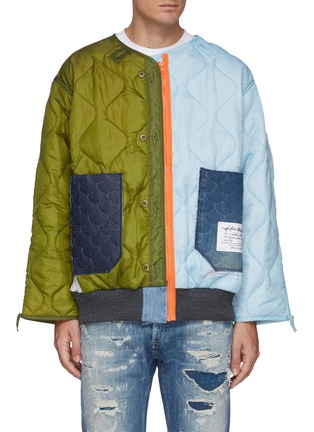 Main View - Click To Enlarge - DENHAM - x Lane Crawford Face Embroidered Bicoloured Quilted Nylon Zip Up Jacket