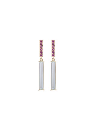 Main View - Click To Enlarge - YI COLLECTION - Ruby Aquamarine 18k Gold Bar Earrings