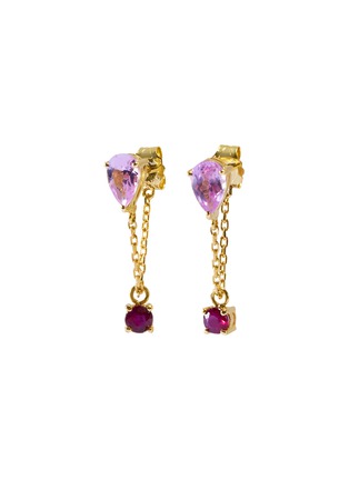 Main View - Click To Enlarge - YI COLLECTION - Ruby Pink Topaz 18k Gold Chain Earrings