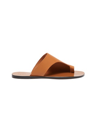 Main View - Click To Enlarge - ATP ATELIER - Toe Ring Flat Round Toe Leather Sandal