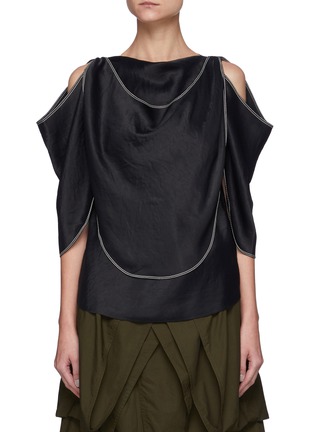 Main View - Click To Enlarge - JW ANDERSON - Cold Shoulder Draped Panel Sleevess Top