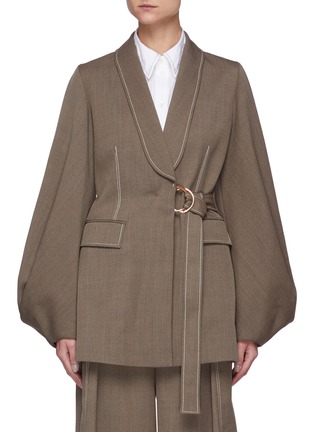 Main View - Click To Enlarge - JW ANDERSON - Belted Balloon Sleeved Shawl Collar Blazer