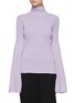 JW ANDERSON - Bell Sleeved Ribbed Cotton Knit Turtleneck Sweater