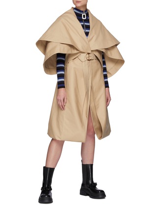 Figure View - Click To Enlarge - JW ANDERSON - Belted Cotton Fold Volume Coat