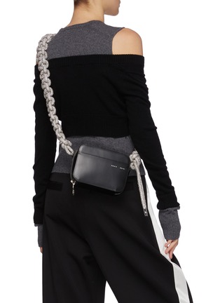 Figure View - Click To Enlarge - KARA - Cobra' Braided Crystal Strap Leather Camera Bag