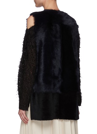 Back View - Click To Enlarge - KARL DONOGHUE - Shearling Panel Side Vent Midi Gilet