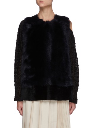 Main View - Click To Enlarge - KARL DONOGHUE - Shearling Panel Side Vent Midi Gilet