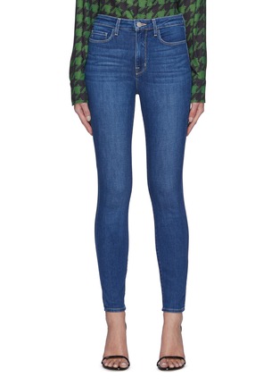 Main View - Click To Enlarge - L'AGENCE - Monique' Whiskered Med Wash Denim Skinny Jeans