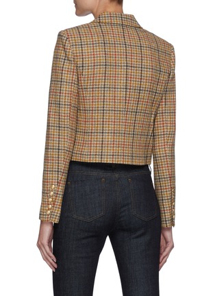 Back View - Click To Enlarge - L'AGENCE - Inez' Chequered Wool Blend Cropped Double Breasted Blazer