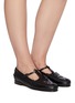 Figure View - Click To Enlarge - HEREU - Maqueda' T-Bar Woven Leather Loafers