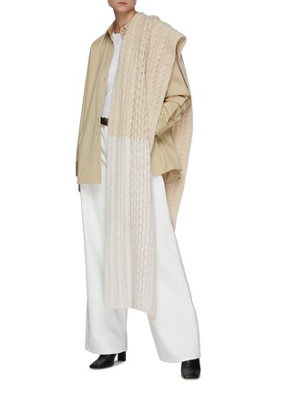 Figure View - Click To Enlarge - JOSEPH - Duo-tonal Wool Mohair Blend Cable Knit Scarf