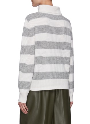 Back View - Click To Enlarge - RAG & BONE - Wide Striped Ribbed Cashmere Knit Turtleneck Sweater