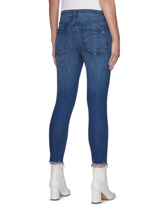 Back View - Click To Enlarge - RAG & BONE - Shorty Cate Mr. Medium Wash Chewed Hem Skinny Jeans