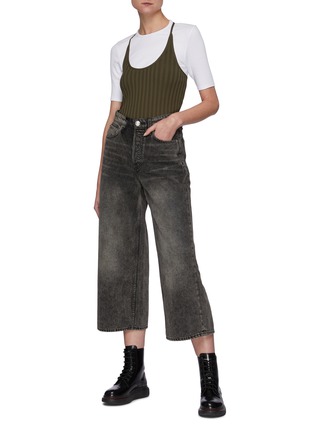 Figure View - Click To Enlarge - RAG & BONE - Maya' Whiskered Denim Crop Wide Leg Jeans