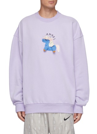 Main View - Click To Enlarge - ANGEL CHEN - Oversize Hand Crochet Unicorn Sweatshirt