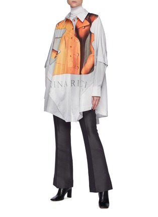 Figure View - Click To Enlarge - NINA RICCI - Printed Taffeta Flared Shirt Dress