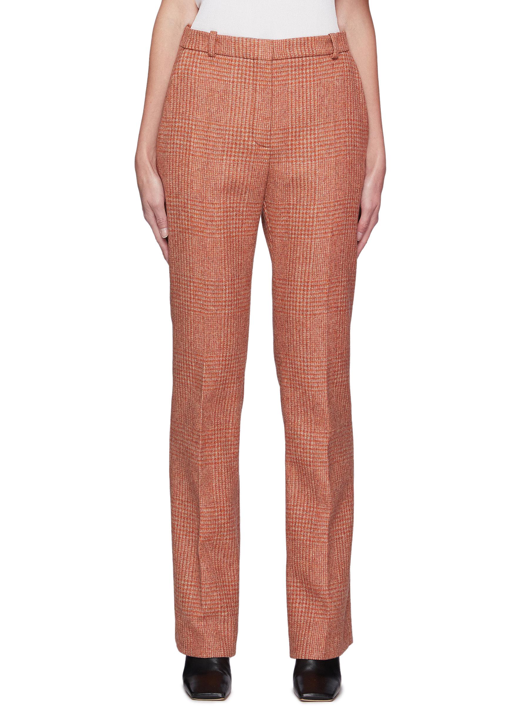 Prince Of Wales Chequered Straight Legged Wool Blend Trousers