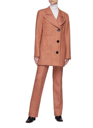 Figure View - Click To Enlarge - NINA RICCI - Prince Of Wales Chequered Straight Legged Wool Blend Trousers