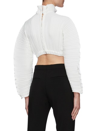 Back View - Click To Enlarge - DION LEE - Ruffle High Neck Pleat Crop Blouse