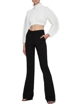 Figure View - Click To Enlarge - DION LEE - Ruffle High Neck Pleat Crop Blouse